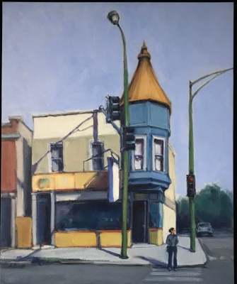 Logan Square and Ashland Ave., oil on canvas, 24x20 IN 
