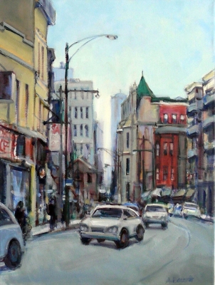 Curve/Lincoln Park, oil on canvas, 24x20 IN 