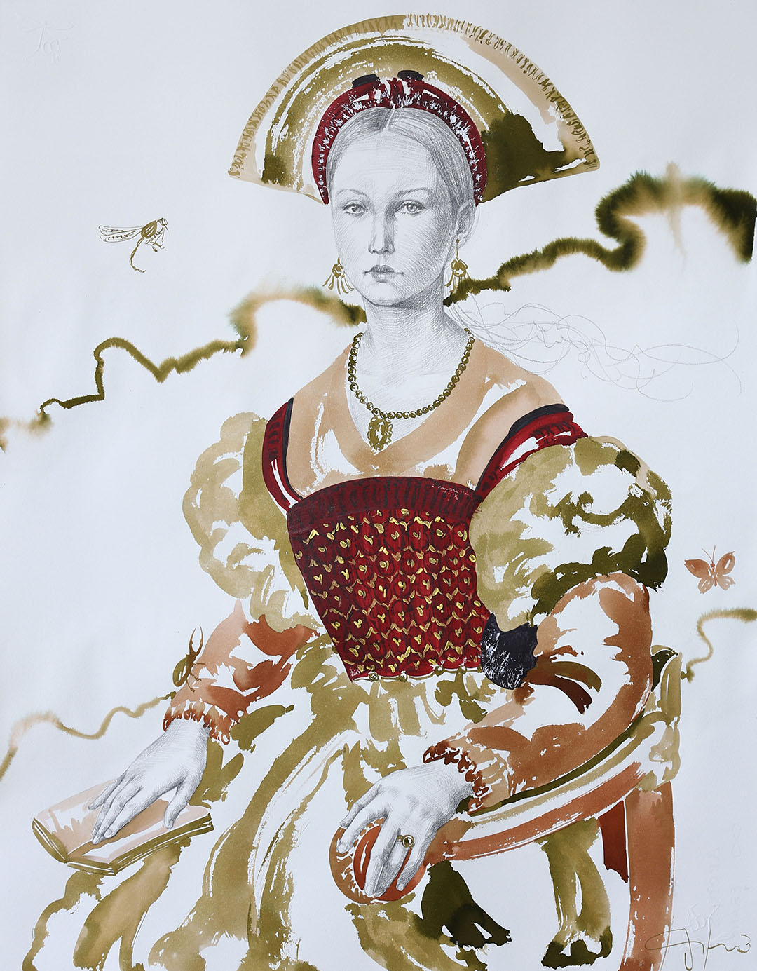 Brushstrokes of Identity, watercolor on paper, 26 x 20 inches