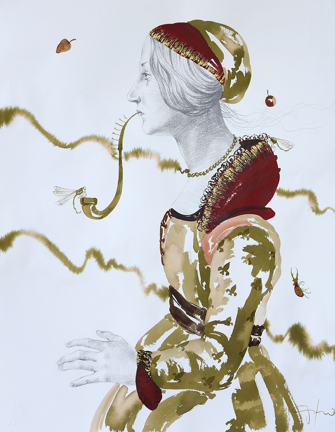 Golde Profile, watercolor on paper, 26 x 20 inches