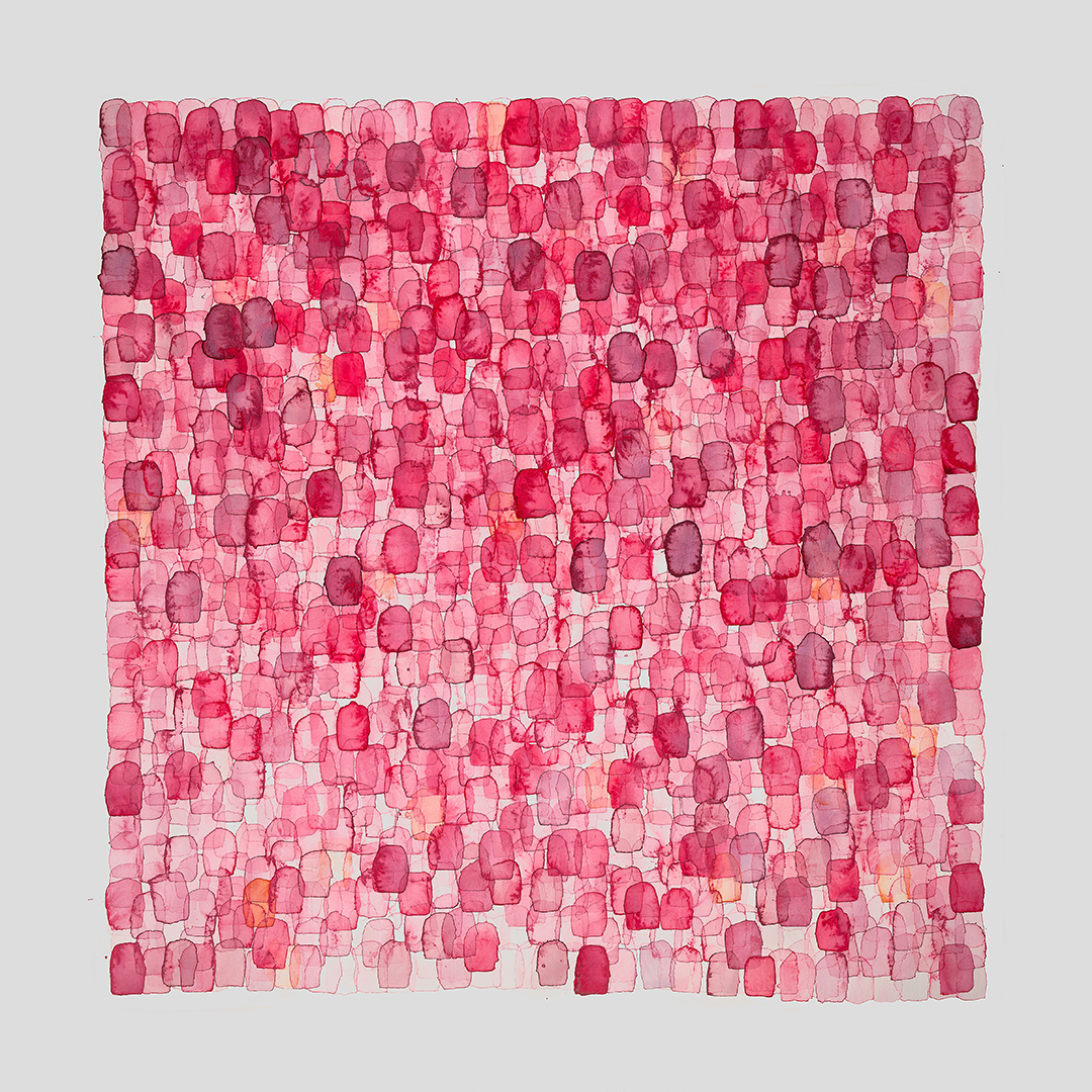 RED, watercolor on paper mounted on panel, 40 x 40 inches