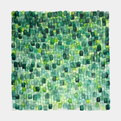 GREEN, watercolor on paper mounted on panel, 40 x 40 inches