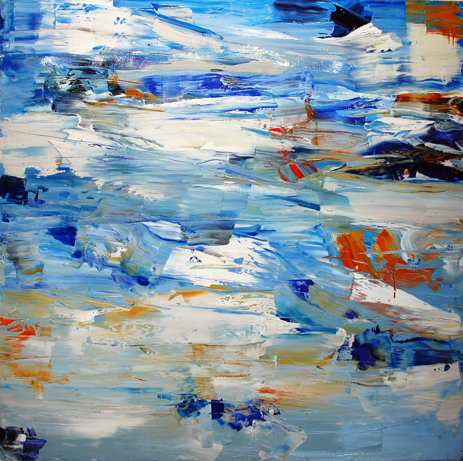 BLUE SLIP, oil on canvas, 48 x 48 inches