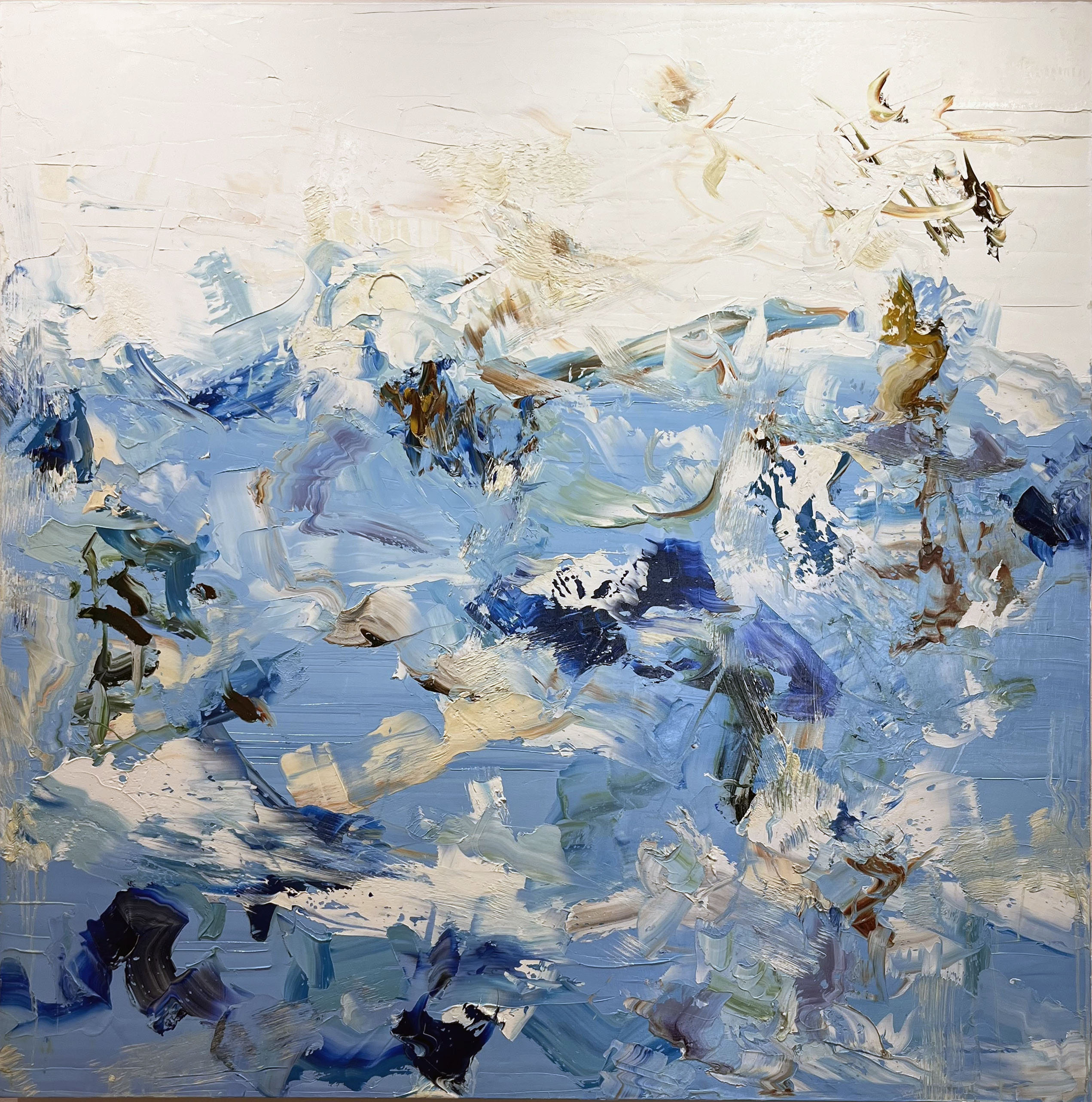BLUE LIFT 1, oil on canvas, 55 x 55 inches