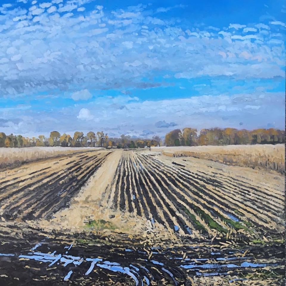 Three Oaks November, MI, Plein air, oil on canvas, 36 x 36 inches