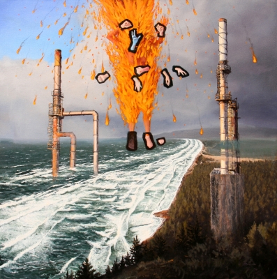 Pele Makes Landfall, oil on canvas, 36x36 IN