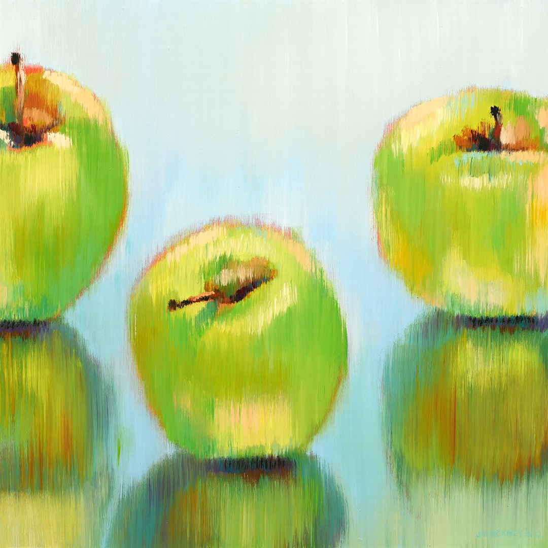 Green Apples 3, oil on birch panel, 30 x 30 inches
