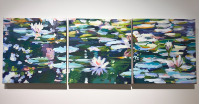 GIVERNY SERIES, triptych, oil on panel, 12x36 inches