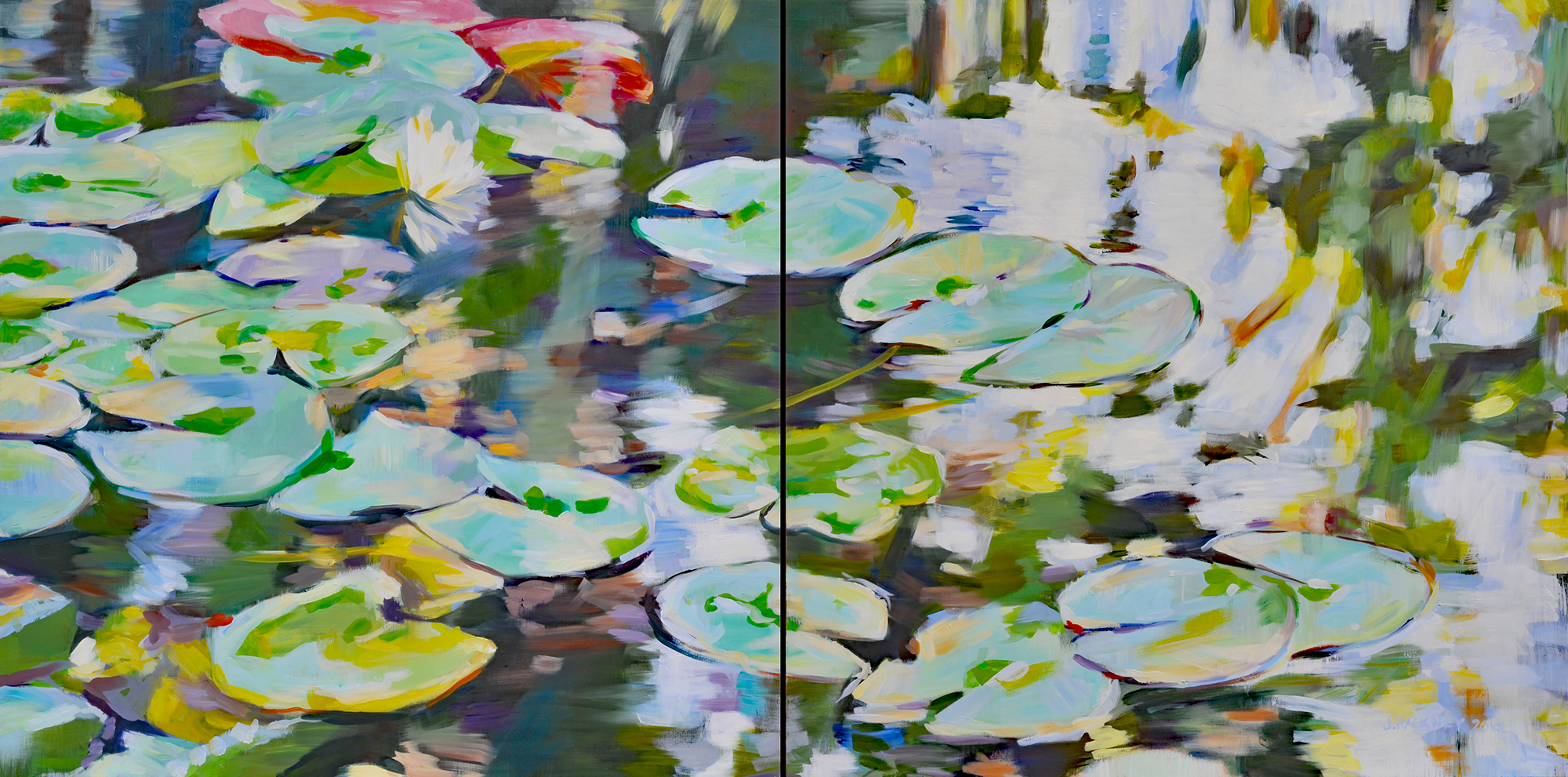 WATER LILY diptych, 60 x 30 IN