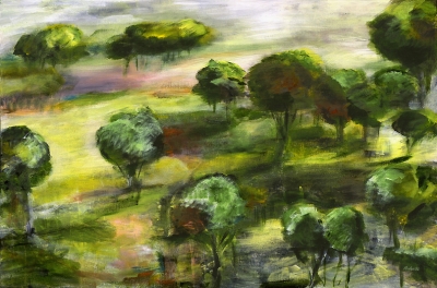 RISING GREEN, oil on canvas, 24 x 36 inches