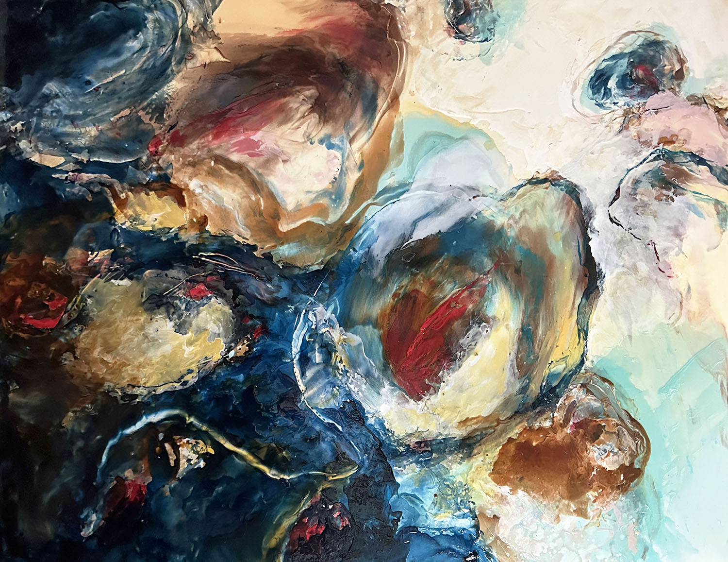 HELPING EACH OTHER, acrylic on canvas, 36 x 48 inches