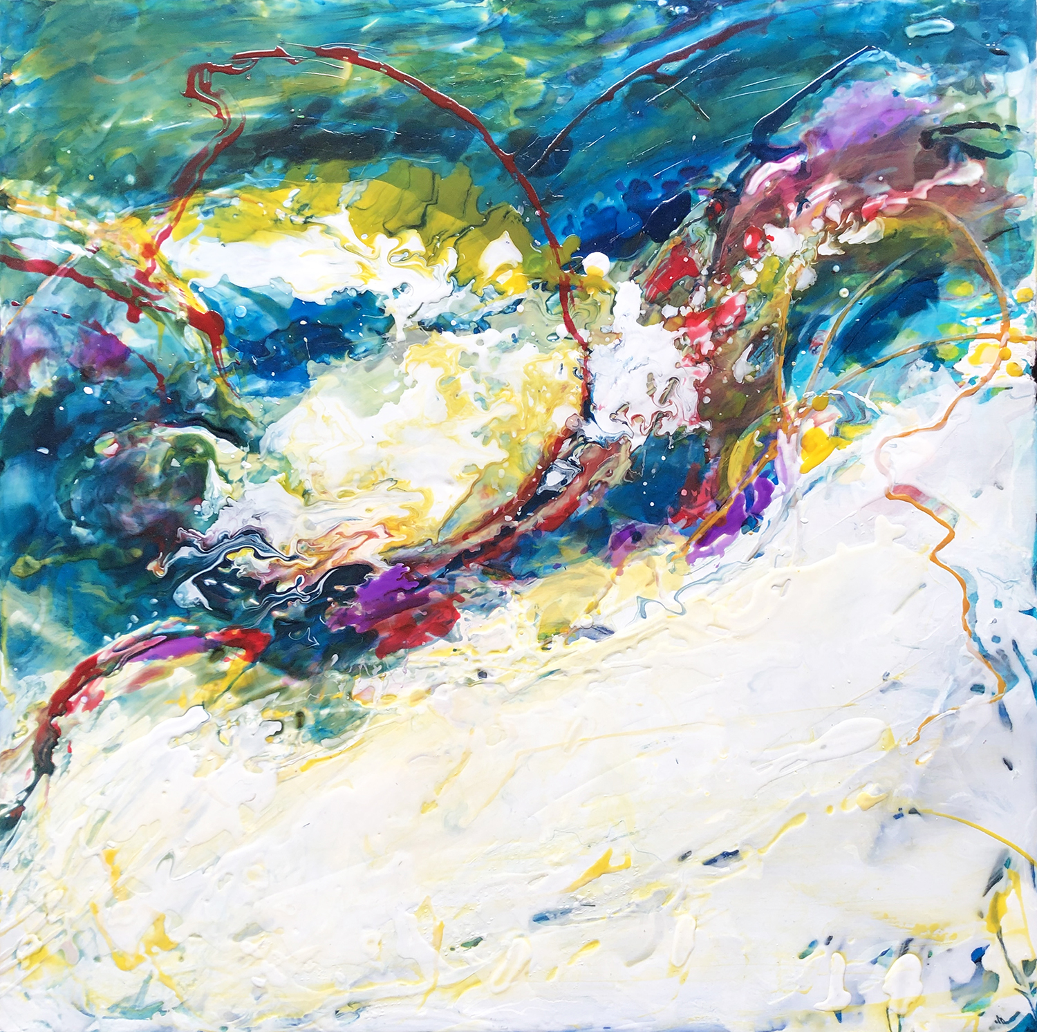 RIBBON, acrylic on canvas, 24 x 24 inches