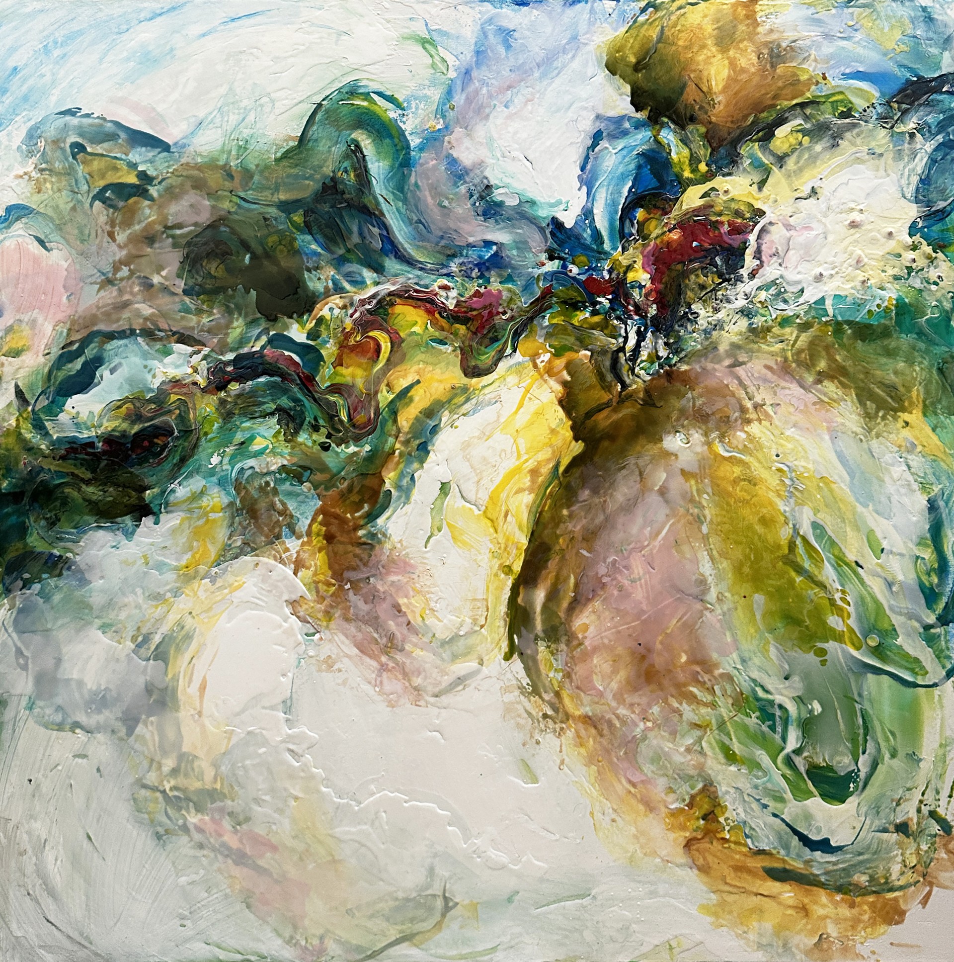 TRAVEL ON, acrylic on canvas, 36 x 36 inches
