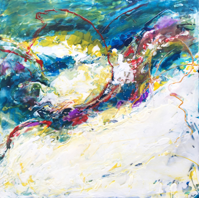 RIBBON, acrylic on canvas, 24 x 24 inches