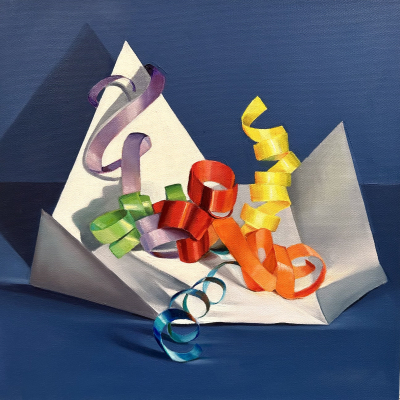 UNWRAPPED, oil on canvas, 16 x 16 inches