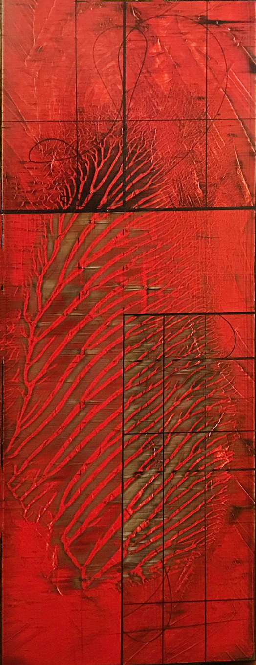 REDSIDE 10, acrylic on panel, 48 x 18 inches