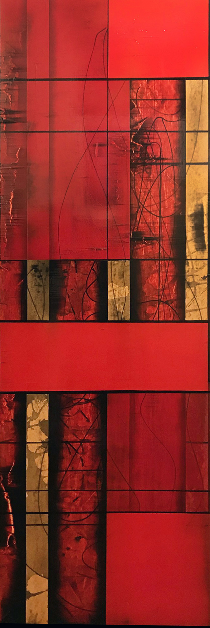 REDSIDER 21, acrylic on panel, 60 x 20 inches