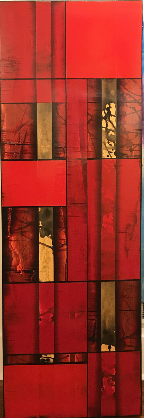 REDSIDER 20, acrylic on panel, 60 x 20 inches
