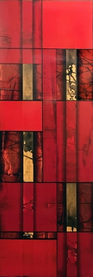 REDSIDER 20, acrylic on panel, 60 x 20 inches
