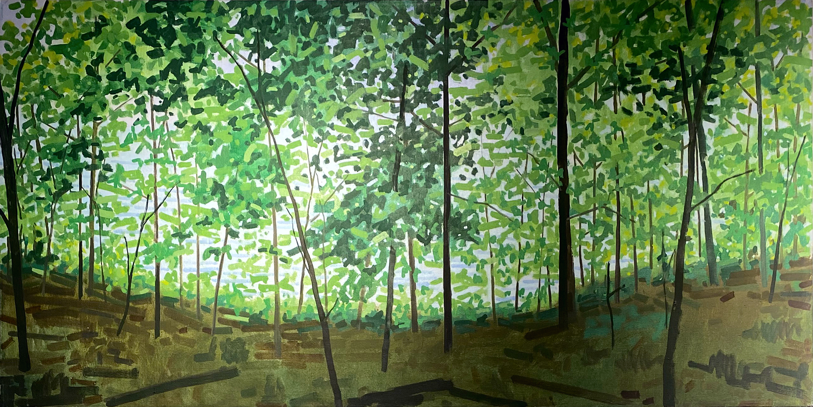 ARTISTS WOODS, oil on canvas, 24 x 48 inches