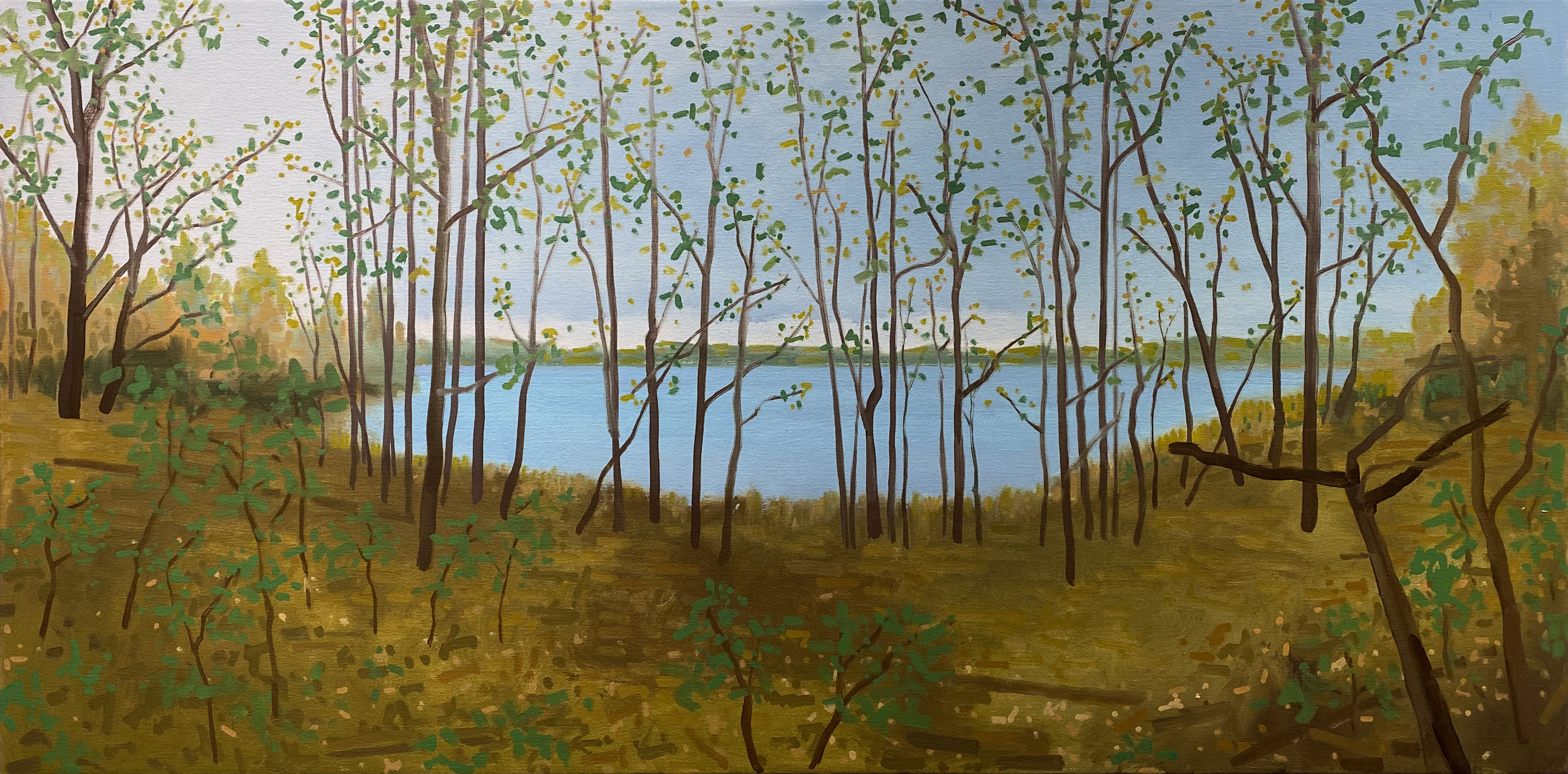 SCHOOL LAKE, oil on canvas, 24 x 48 inches