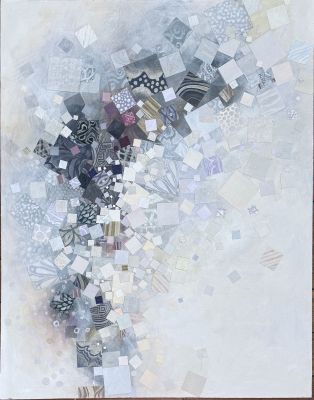 UNTITLED, acrylic canvas on canvas collage, 30 x 24 inches