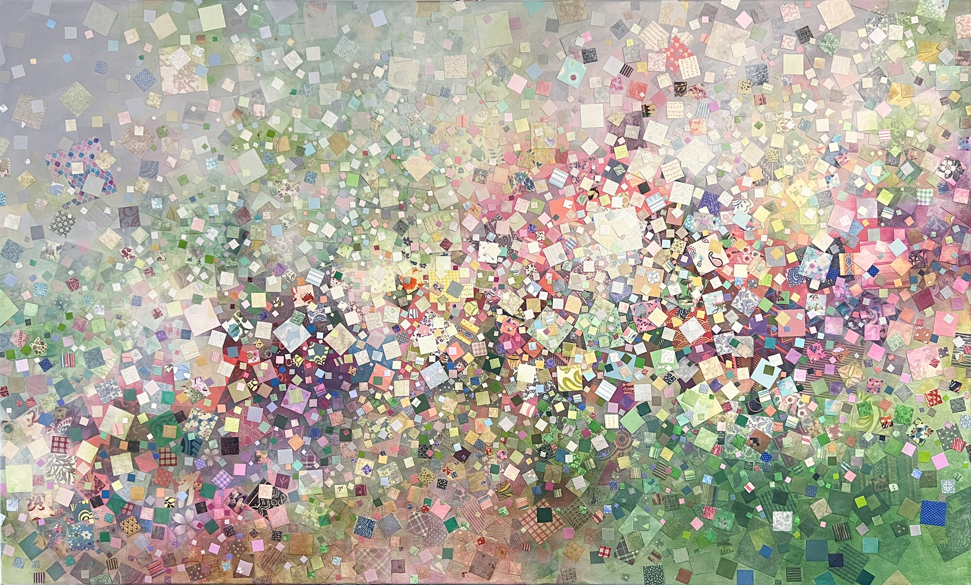 RETURN TO THE GARDEN 4, acrylic canvas on canvas collage, 60 x 36 inches