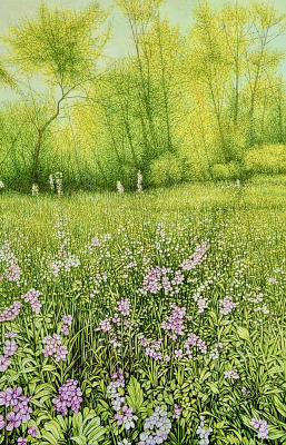 BY THE RIVER, oil on canvas, 36 x 24 inches