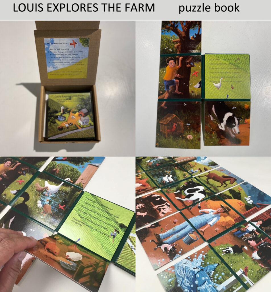 LOUIS EXPLORES THE FARM children's puzzle book Judy Ferrara Fine Art